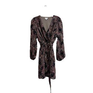 Kit & Sky Modern Brown Floral r Fit & Flare Dress Juniors Size XS NWOT A981AFA